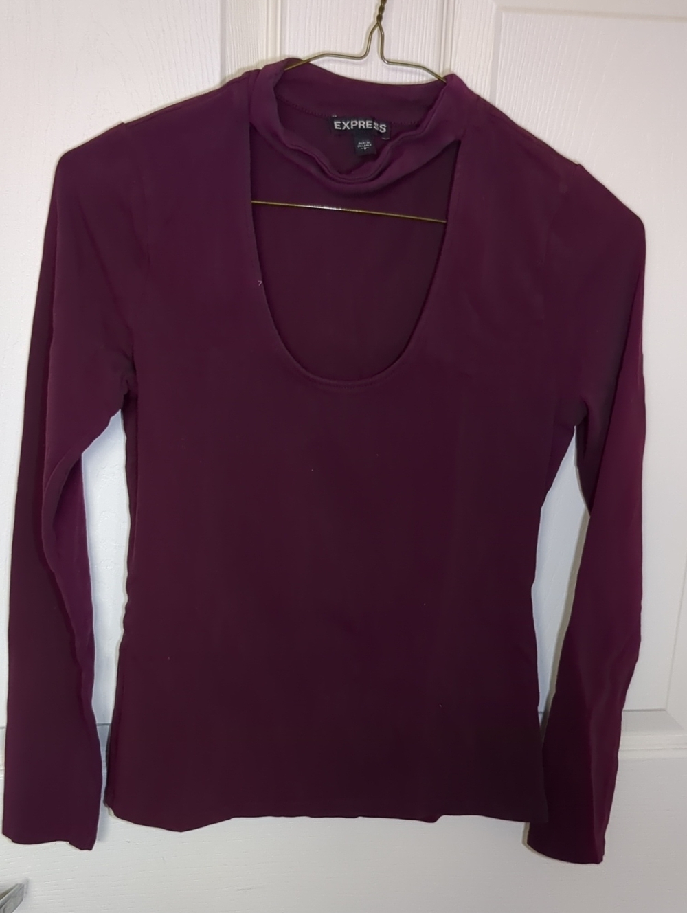Express Long Sleeve Cutout Top in Plum